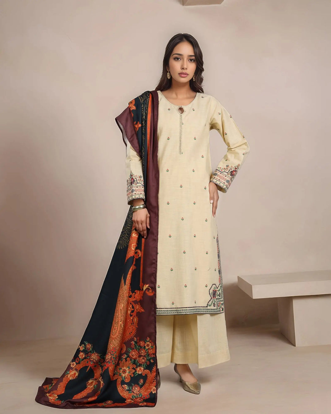 Cross Slub Khaddar 3PC | 16429 Sha Posh Textile