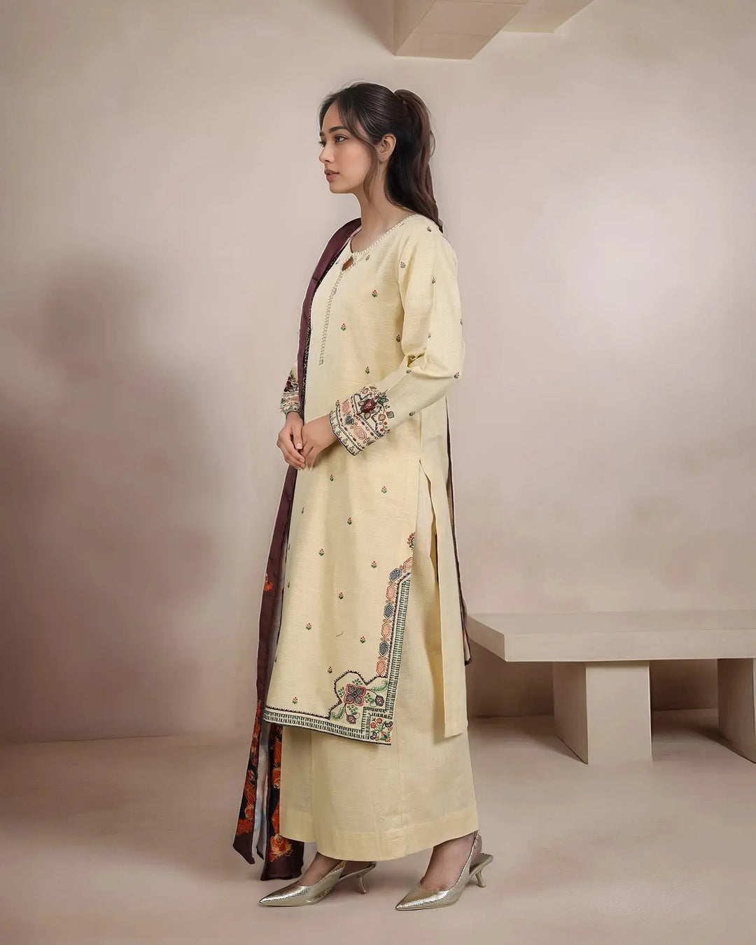 Cross Slub Khaddar 3PC | 16429 Sha Posh Textile