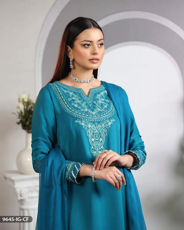 Embroidered Chiffon Suit | 9645-IG-CF - Sha Posh Textile