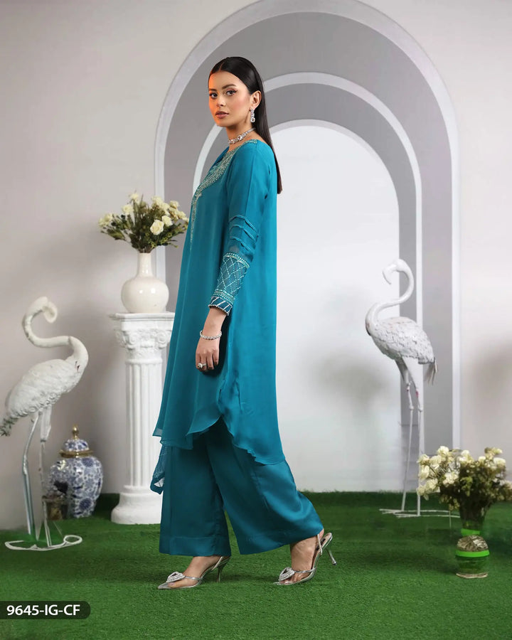 Embroidered Chiffon Suit | 9645-IG-CF - Sha Posh Textile