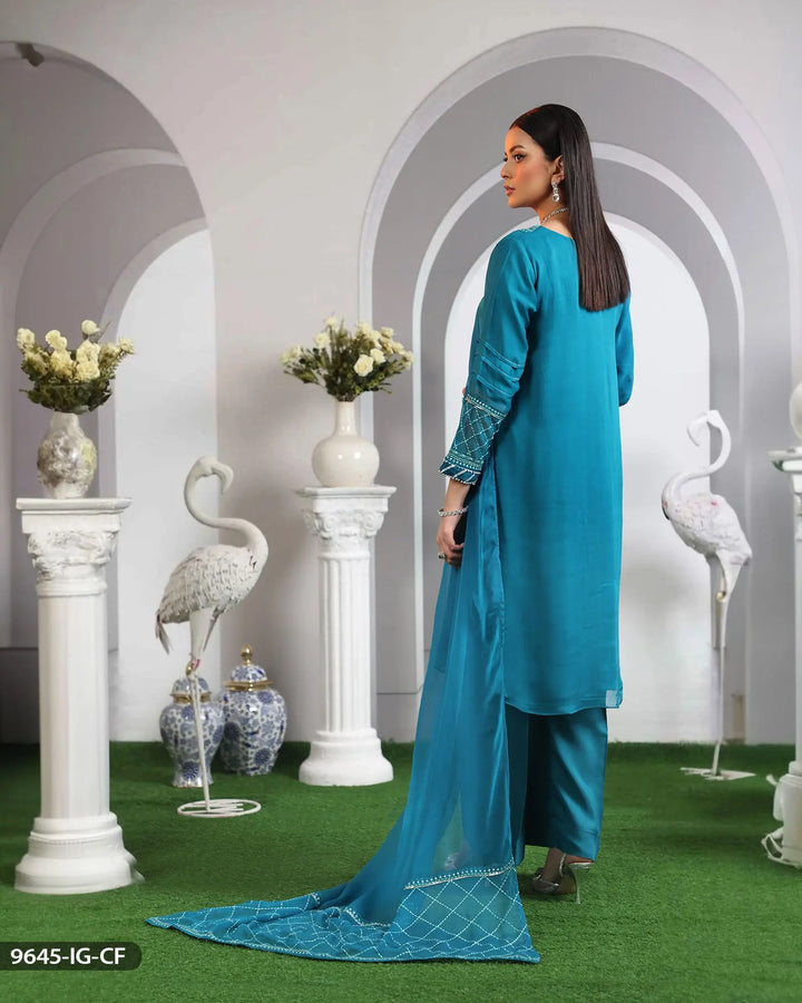 Embroidered Chiffon Suit | 9645-IG-CF - Sha Posh Textile