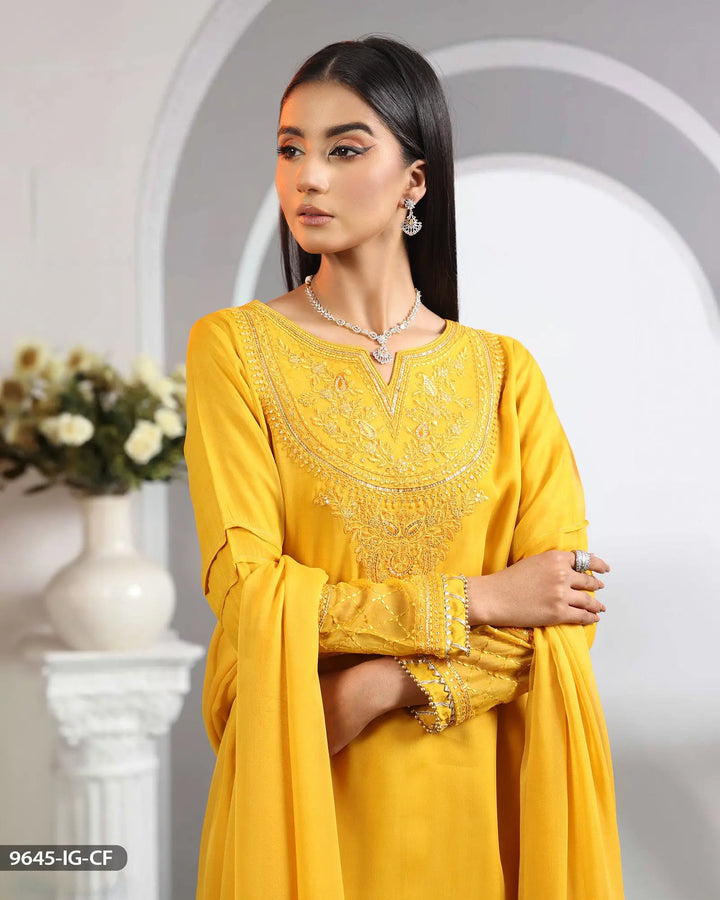 Embroidered Chiffon Suit | 9645-IG-CF - Sha Posh Textile