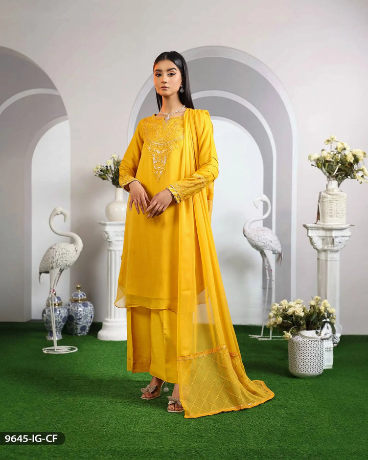 Embroidered Chiffon Suit | 9645-IG-CF - Sha Posh Textile