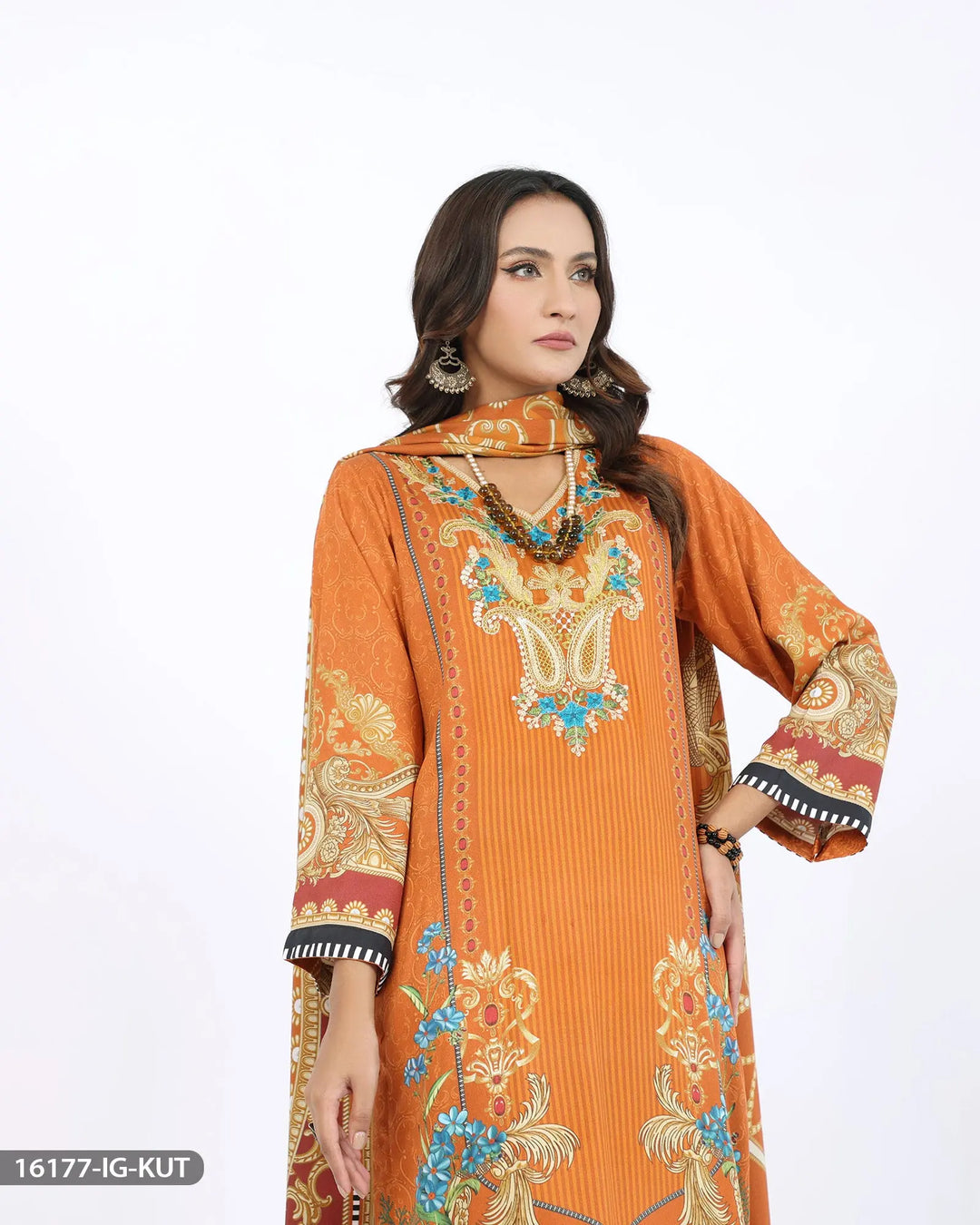 Embroidered Cotail Suit | 16177-IG-KUT Sha Posh Textile