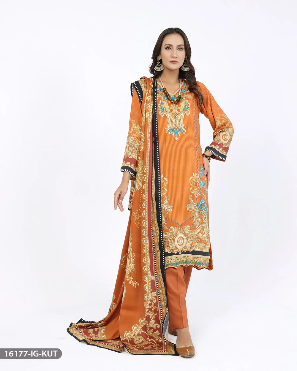 Embroidered Cotail Suit | 16177-IG-KUT Sha Posh Textile