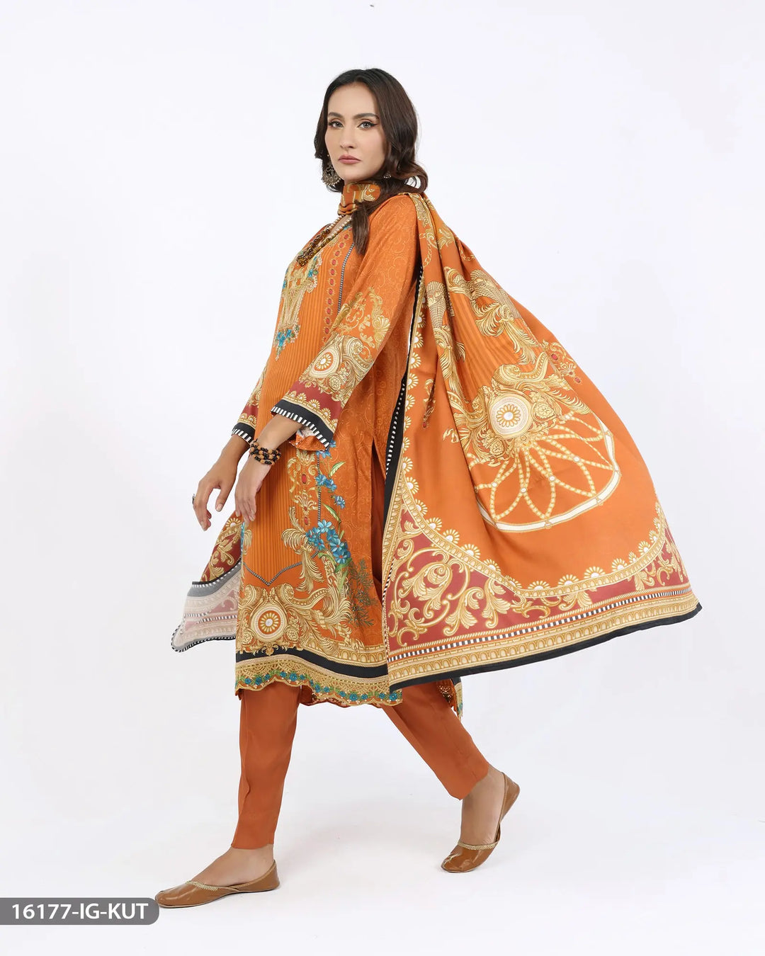 Embroidered Cotail Suit | 16177-IG-KUT Sha Posh Textile