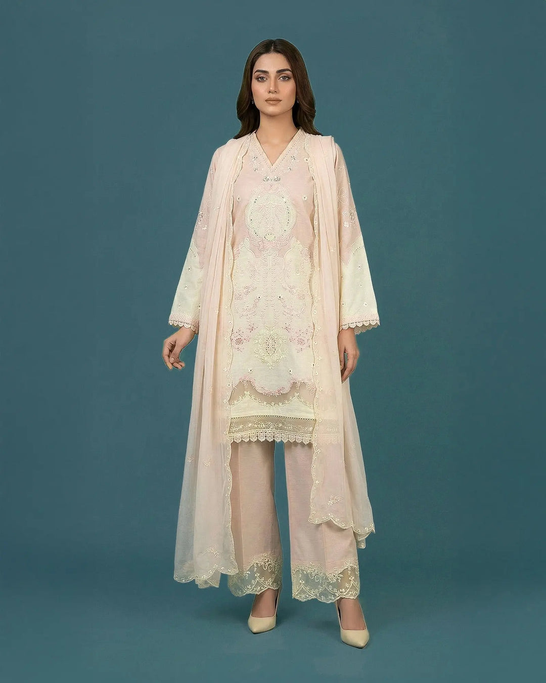 Embroidered Jacquard Cotton 3 Piece Suit for Women Sha Posh Textile