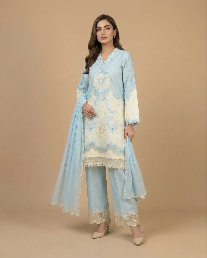 Embroidered Jacquard Cotton 3 Piece Suit for Women Sha Posh Textile