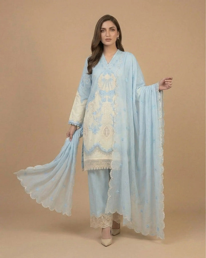 Embroidered Jacquard Cotton 3 Piece Suit for Women Sha Posh Textile
