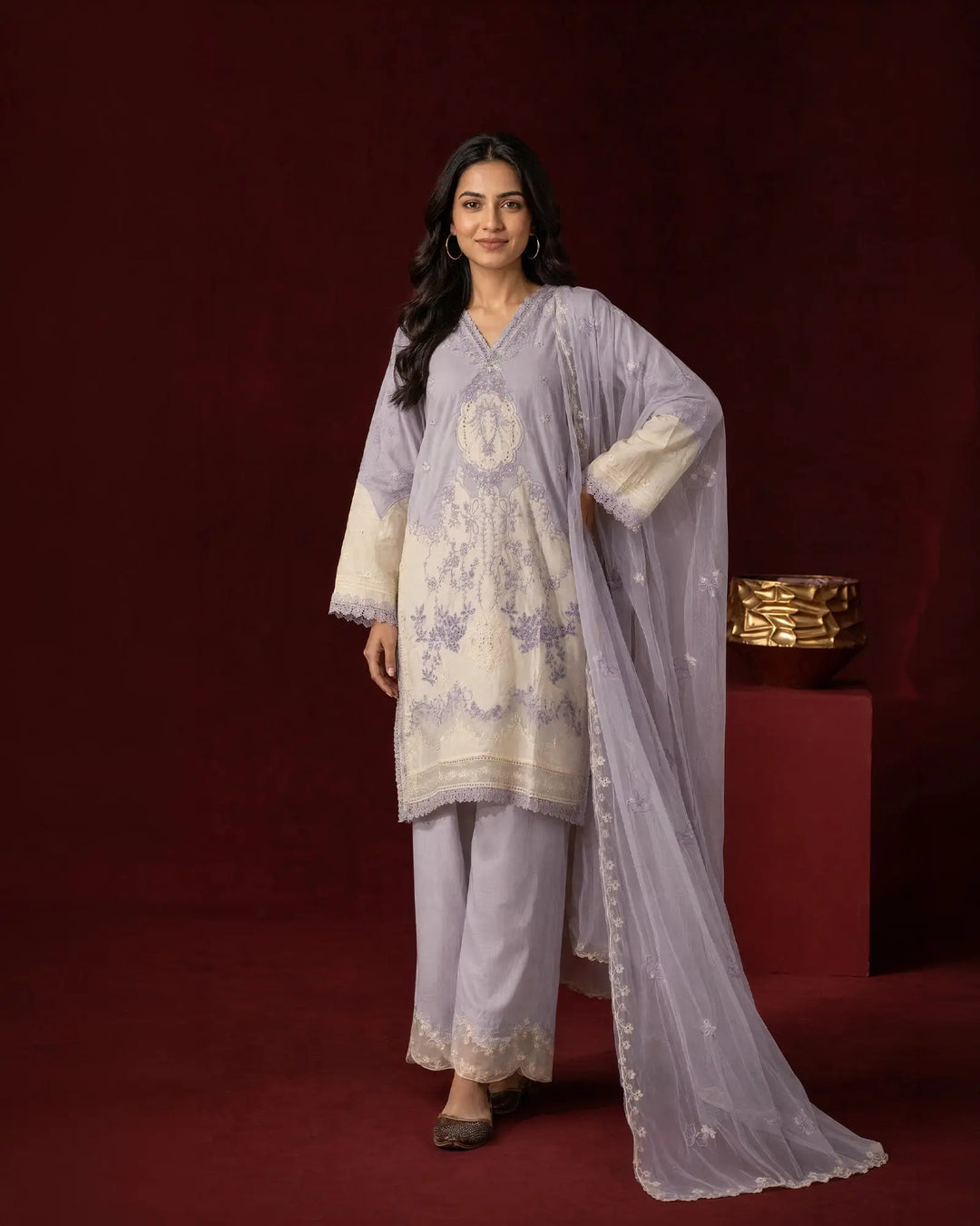 Embroidered Jacquard Cotton 3 Piece Suit for Women Sha Posh Textile
