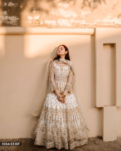 Embroidered Net Maxi | 1034-ST-NT Sha Posh Textile