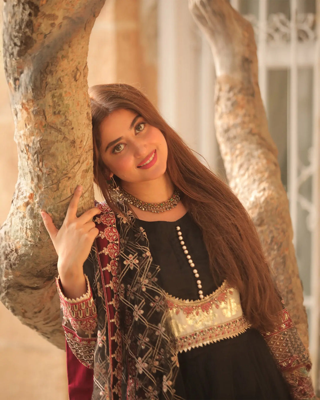 Embroidered Net Maxi | 406-AR-NT - Sha Posh Textile