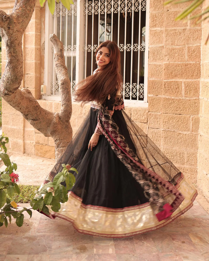 Embroidered Net Maxi | 406-AR-NT - Sha Posh Textile
