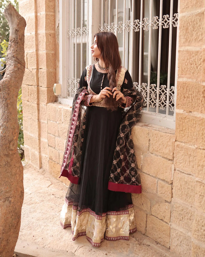 Embroidered Net Maxi | 406-AR-NT - Sha Posh Textile