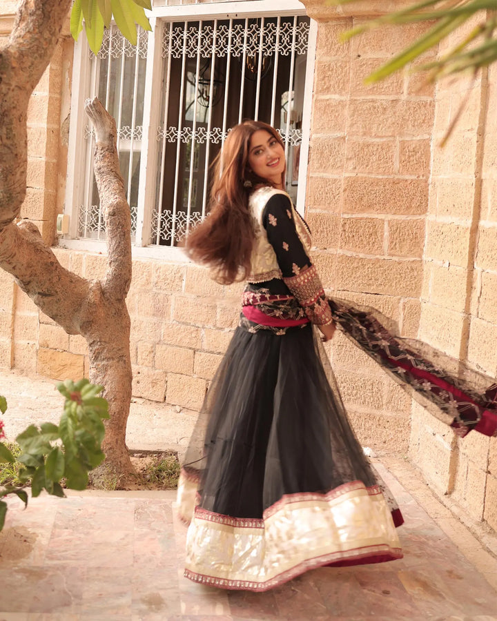 Embroidered Net Maxi | 406-AR-NT - Sha Posh Textile