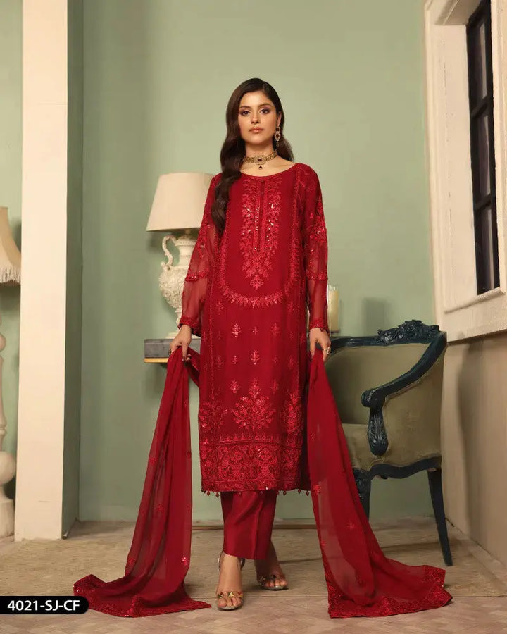 FORMAL 3PC EMBROIDERED SUIT | 4021-SJ-CF ShaPosh Textile