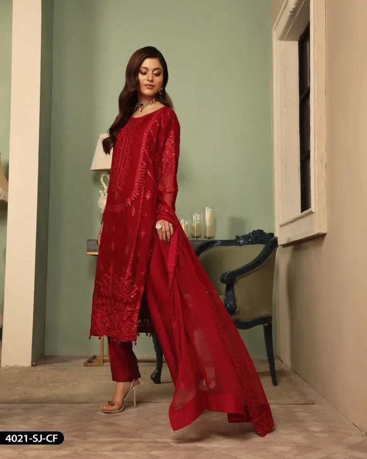 FORMAL 3PC EMBROIDERED SUIT | 4021-SJ-CF ShaPosh Textile