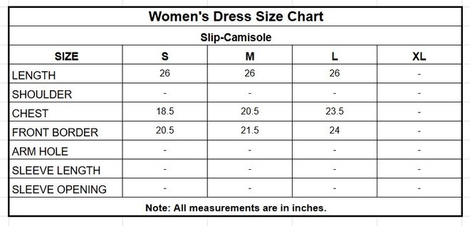 Slip-Camisole | 17289-WHT size chart