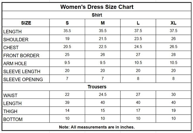 Light Grey Printed Khaddar 2 Piece Co-ord Set for Women size chart
