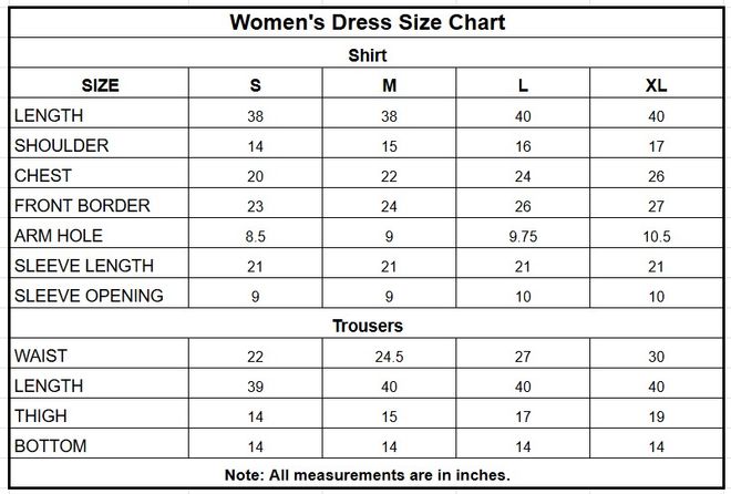 Women’s Skin Floral Printed Cotton 2 Piece Suit size chart