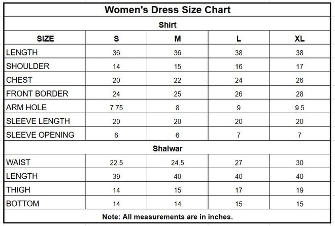 Grey Printed Cotton 2 Piece Shalwar Suit | Sha Posh size chart