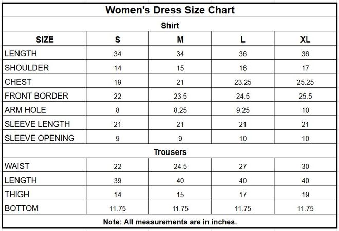 Women’s Off-White Blue Floral Printed Cotton 2 Piece Suit size chart