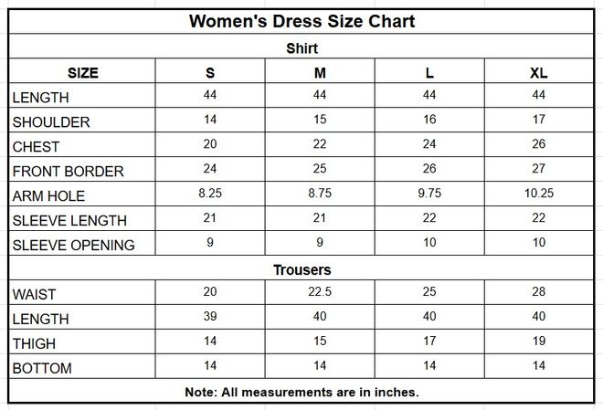 Powder Pink Embroidered Cotton 2 Piece Stitched Suit for Women size chart