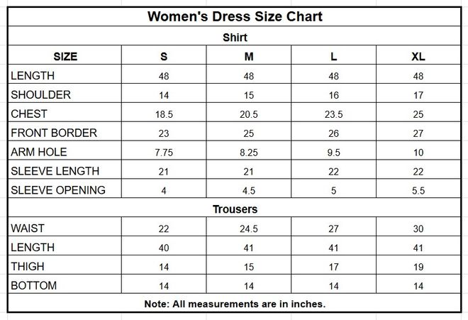 Plain Paper Katan 2PC | 445 size chart
