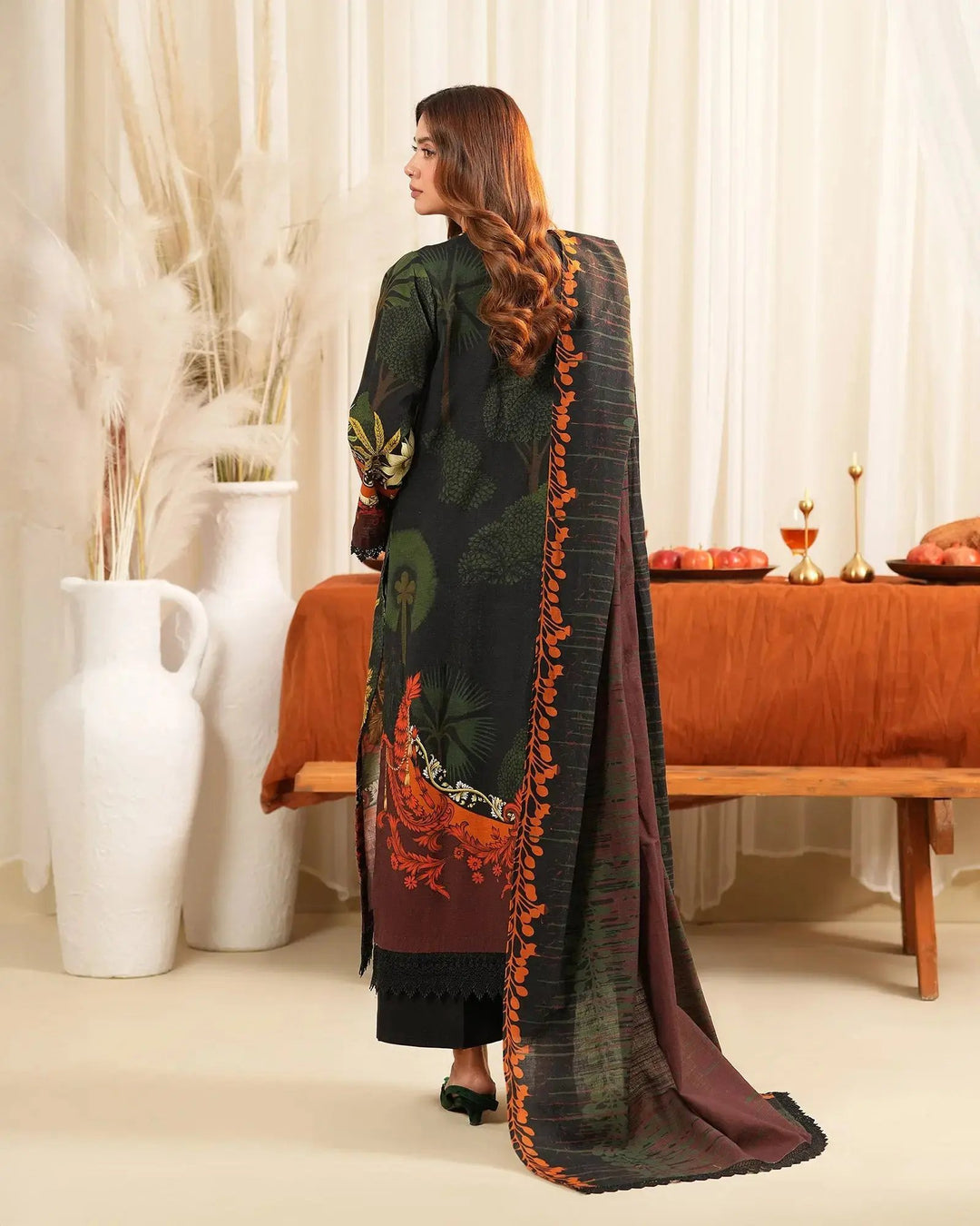 3 Piece - Khaddar Printed Suit Unstitiched | UNFF018 - Sha Posh Textile