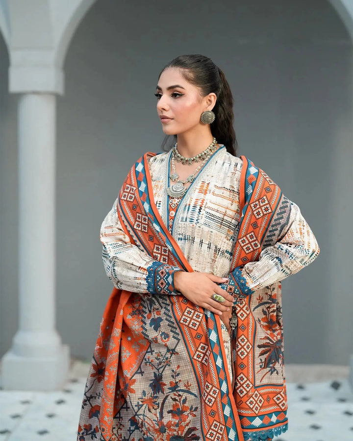 3 Piece - Khaddar Printed Suit Unstitched | UNFF023 - Sha Posh Textile
