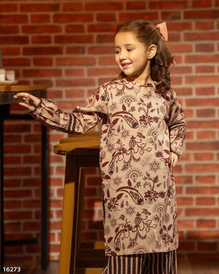 Kids 2 Piece Khaddar Suit Stitched | 16273-IG-KD - Sha Posh Textile