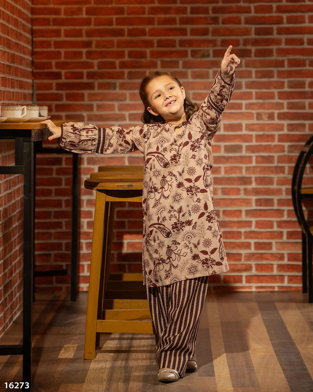 Kids 2 Piece Khaddar Suit Stitched | 16273-IG-KD - Sha Posh Textile