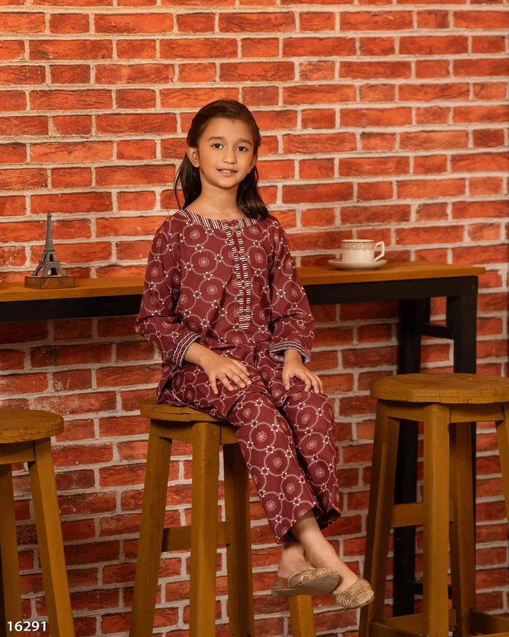 Kids 2 Piece Khaddar Suit Stitched | 16291-IG-KD Sha Posh Textile