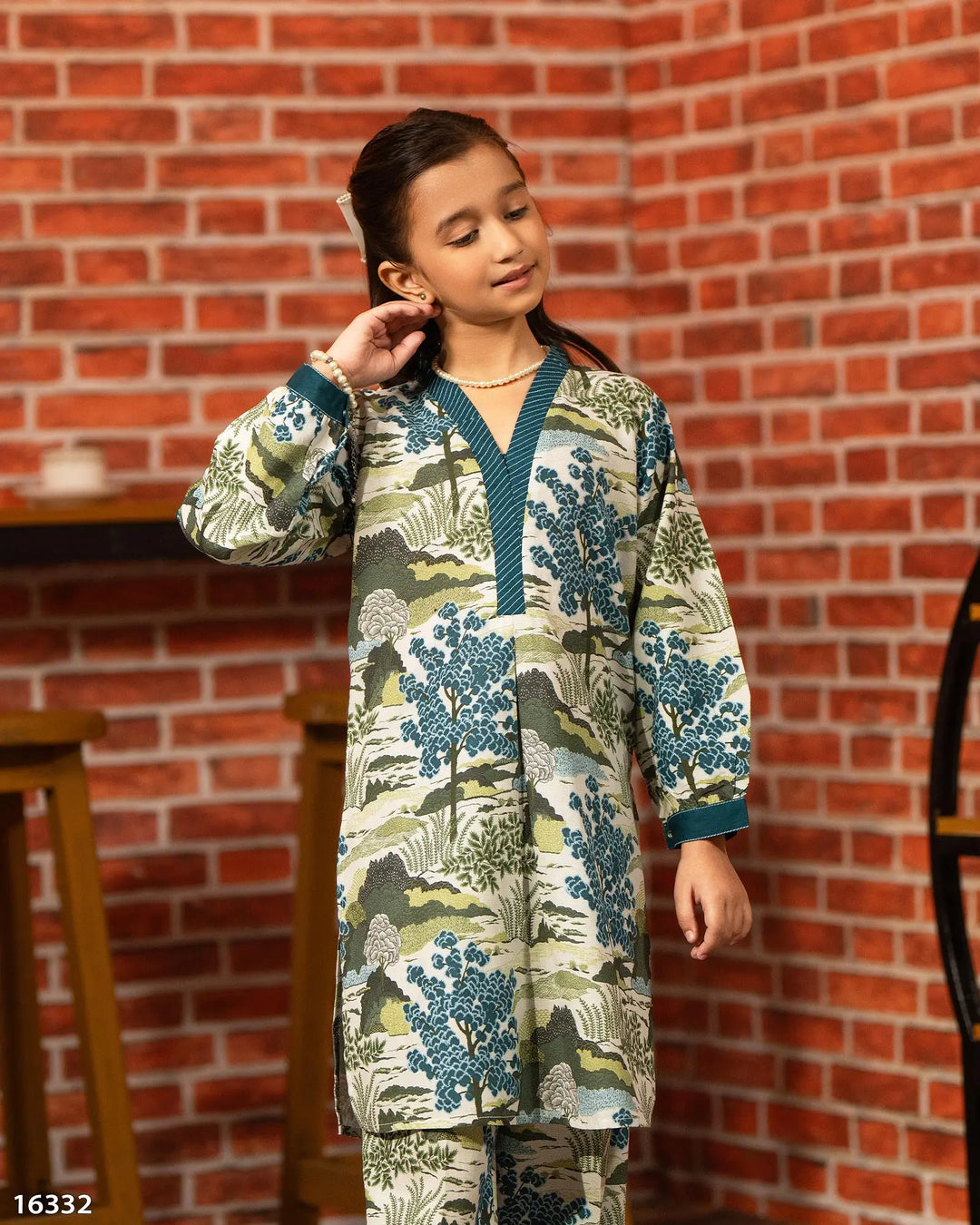 Kids 2 Piece Khaddar Suit Stitched  | 16332-IG-KD Sha Posh Textile