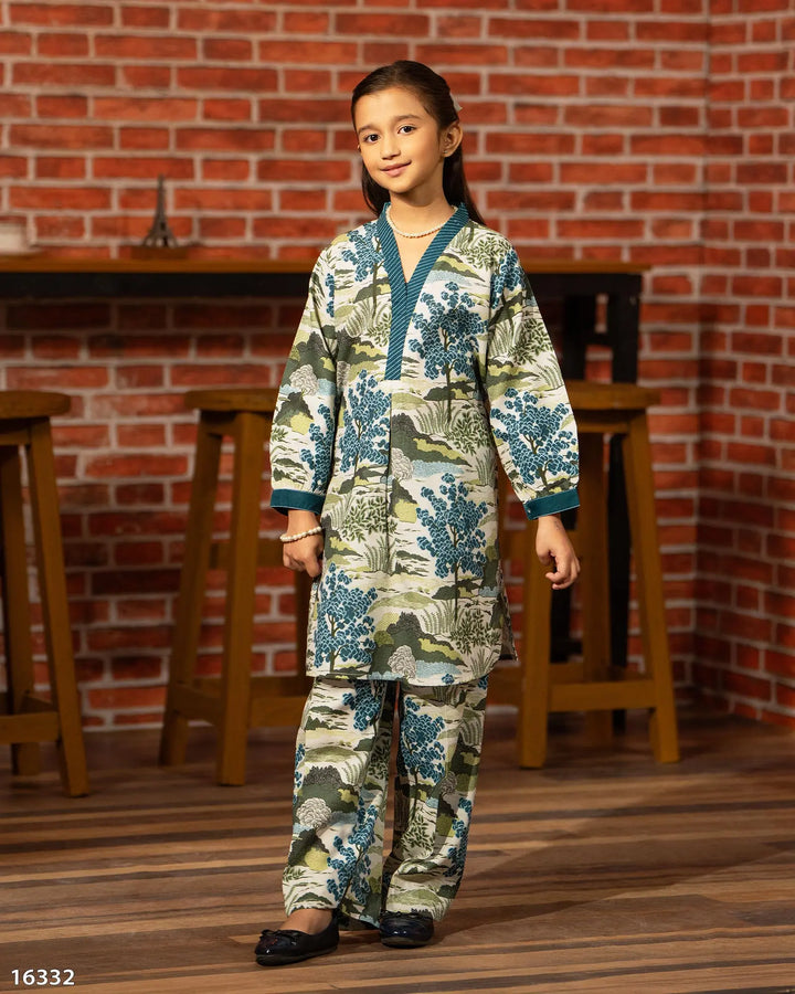 Kids 2 Piece Khaddar Suit Stitched  | 16332-IG-KD Sha Posh Textile
