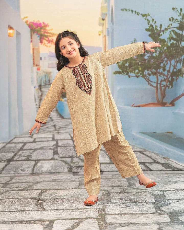 Kids 2 Piece Ready-to-Wear Khaddar Suit | 16304-IG-KD - Sha Posh Textile