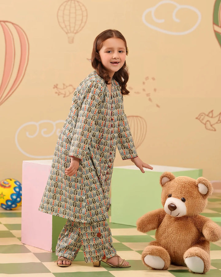 Kids 2-Piece Ready-to-Wear Lawn Frock | 17304-IG-LWN Sha Posh Textile