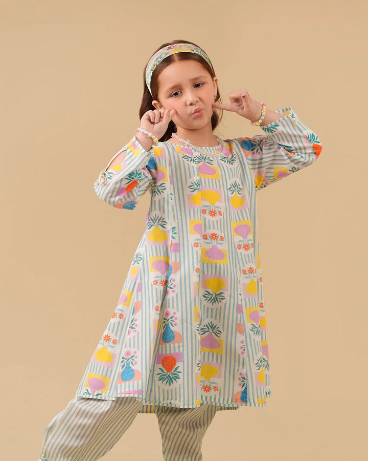 Kids 2-Piece Ready-to-Wear Lawn Frock | 17309-IG-LWN Sha Posh Textile