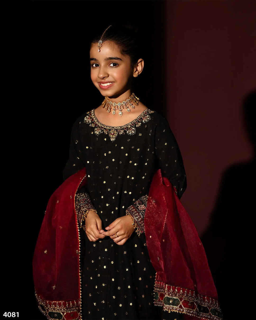 Kids 3 Piece Bindi Badla Suit Stitched | 4081-SJ-B.BADLA - Sha Posh Textile