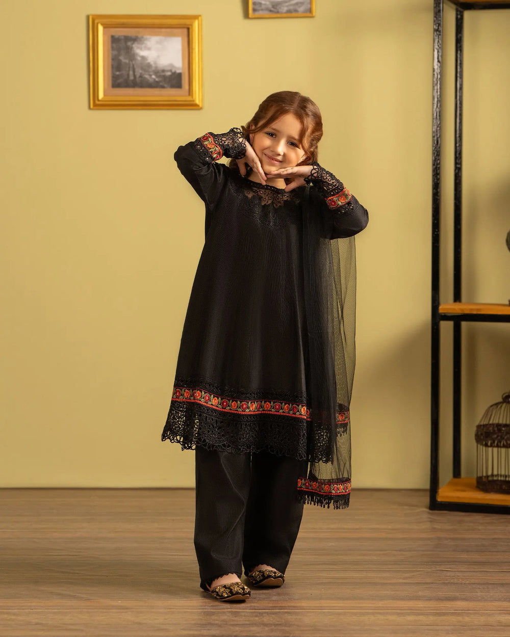Kids 3 Piece Chambray Katan Suit | 1128-ST-S.KTN - Sha Posh Textile