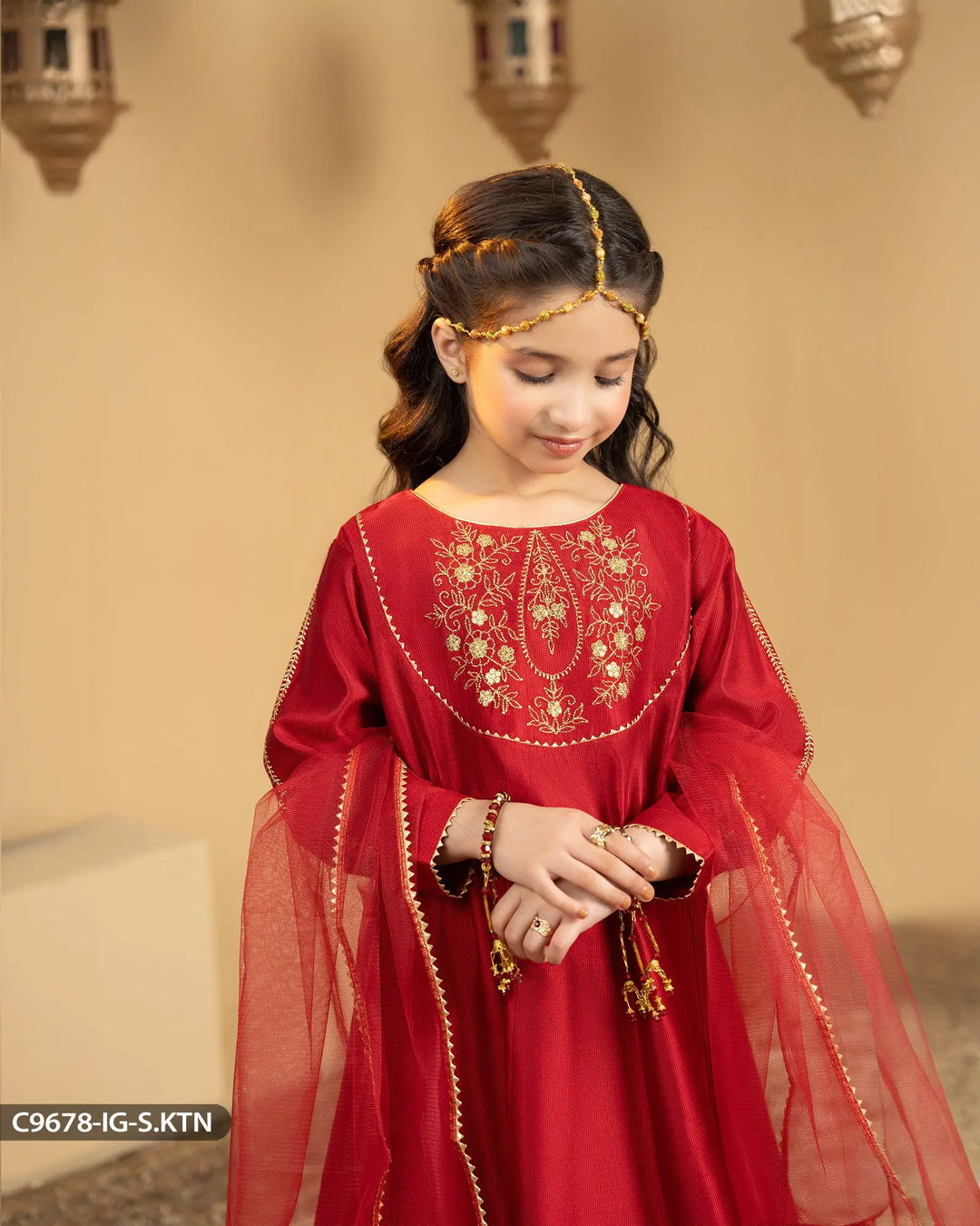 Kids 3 Piece Chambray Katan Suit | 9678-IG-S.KTN Sha Posh Textile