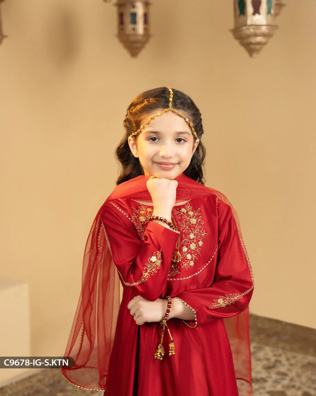 Kids 3 Piece Chambray Katan Suit | 9678-IG-S.KTN Sha Posh Textile