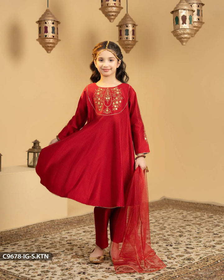 Kids 3 Piece Chambray Katan Suit | 9678-IG-S.KTN Sha Posh Textile