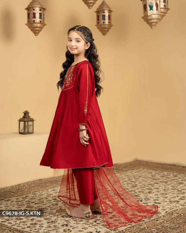 Kids 3 Piece Chambray Katan Suit | 9678-IG-S.KTN Sha Posh Textile