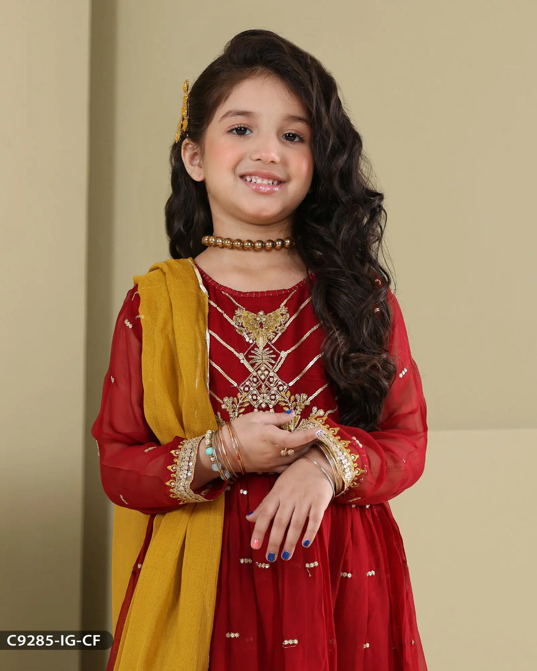 Kids 3 Piece Chiffon Frock | 9285-IG-CF Sha Posh Textile