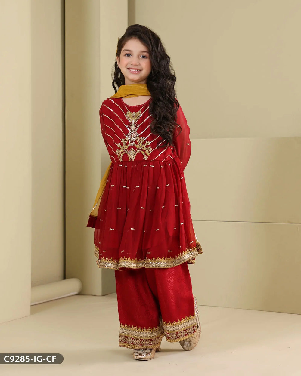 Kids 3 Piece Chiffon Frock | 9285-IG-CF Sha Posh Textile