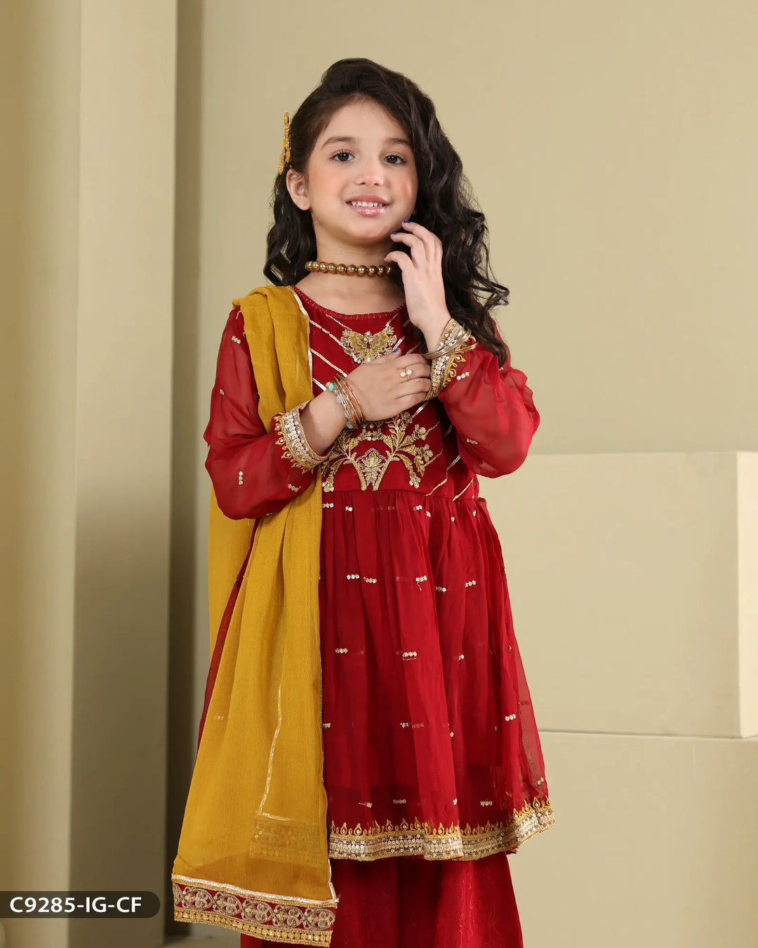 Kids 3 Piece Chiffon Frock | 9285-IG-CF Sha Posh Textile