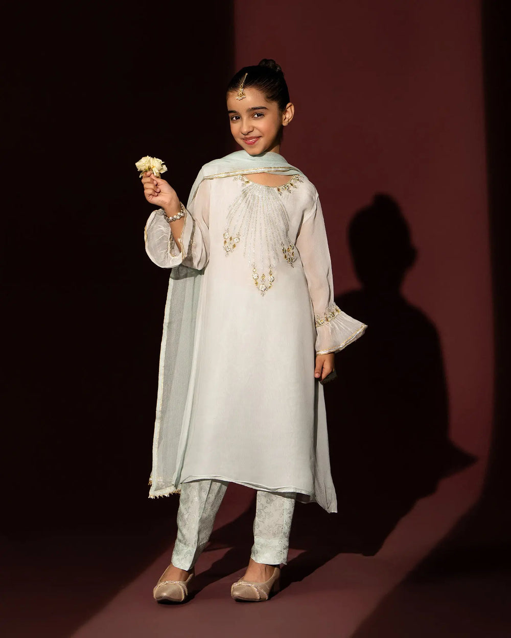 Kids 3 Piece Chiffon Stitched Suit | 9643-IG-CF - Sha Posh Textile