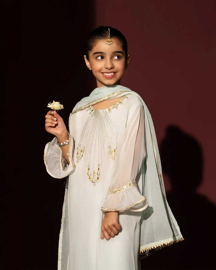 Kids 3 Piece Chiffon Stitched Suit | 9643-IG-CF - Sha Posh Textile