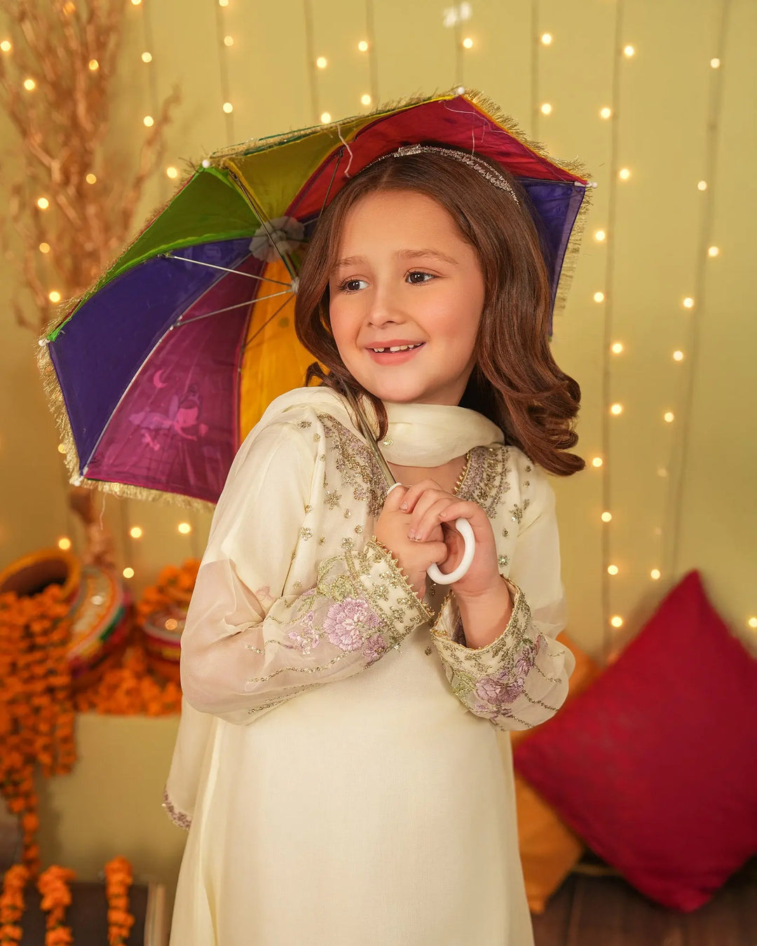 Kids 3 Piece Chiffon Suit Stitched | 4083-SJ-CF - Sha Posh Textile